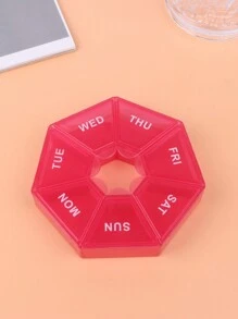 1入組攜帶式7天藥盒迷你旅行藥片盒,裝載維生素和藥丸 - 紅色 - 查看 6