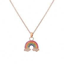 1 Pc Fashion Colorful Cubic  Rainbow Pendant Necklace For Women Collarbone Chain Party Gifts Wedding Jewelry - Rainbow - View 9