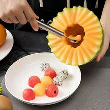 1pc Stainless Steel Fruit Plate Carving Tool Set With Dual-Head Fruit Digging Baller Scoop, Corrugated Carving Knife, Flower Carving Knife, Melon Baller Scoop, Fruit Fork - Silver - View 10