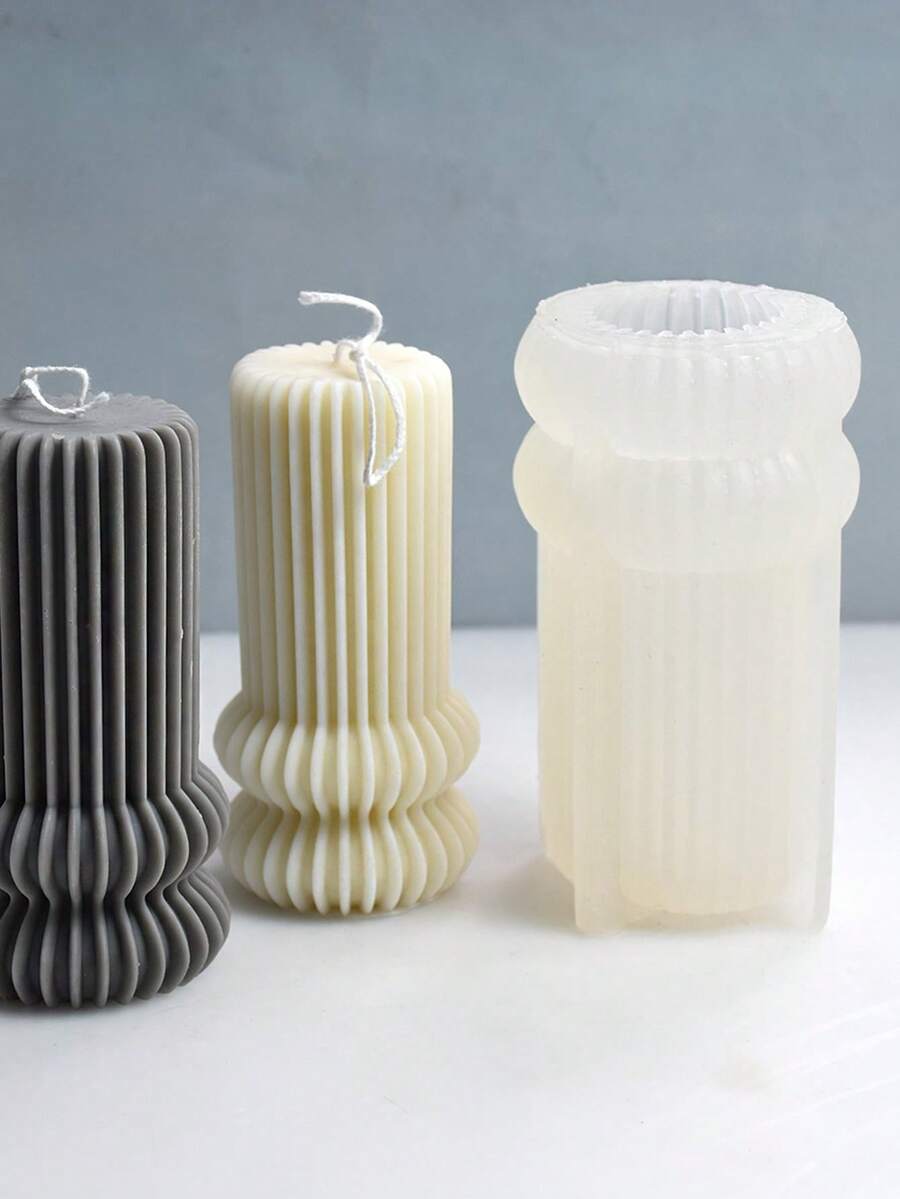 1入組條紋圓柱形矽膠模具,適用於diy - 白色 - 查看 1