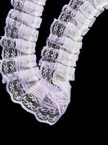 4.5 公分百褶衣服蕾絲邊框材質娃娃連身裙 Diy 裙子裝飾雙層網絲帶,均碼 - 淡紫色 - 查看 1