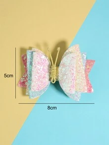 1只閃亮蝴蝶髮夾,適用於兒童 - 彩色 - 查看 2