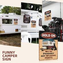 1pc Decorative Sign, Campervan Interior Accessory, Funny Camping Plaque, Suitable For Rv, Bar, Man Cave, Indoor And Outdoor Walls, Aluminum Sign Size 12x8 Inches, 4 Holes, Easy Hanging - Wait, We Might Not Be Wearing Pants - Multicolor 1 - View 5