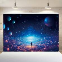 星系掛毯,適用於卧室客廳宿舍裝飾,59x39英寸,帶有酷炫的星雲太空主題 - 藍色 - 查看 3