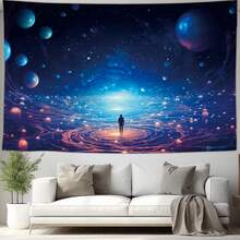 星系掛毯,適用於卧室客廳宿舍裝飾,59x39英寸,帶有酷炫的星雲太空主題 - 藍色 - 查看 1