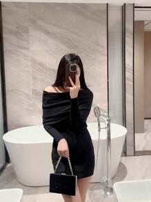 月夜晚禮包冬季女性時尚天鵝絨手拿包，配有閃亮鑽石鏈，適用於夜店、宴會、派對、舞會、正式場合 - 黑色 - 查看 11