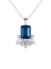 AETOLIA 1組項鍊耳環倫敦藍耳環s925銀七彩寶石耳環吊墜鎖骨鏈歐美時尚優雅派對聚會歐美時尚婚禮情人節首飾 - 寶藍色 - 查看 15