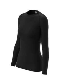 Solid Color Compressed Outdoor Fitness Round Neck Long Sleeve Sports T-Shirt, Summer
