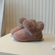 1雙女孩加厚絨毛軟底冬季靴,防污,保暖,適用於冬季 - 卡其色 - 查看 7