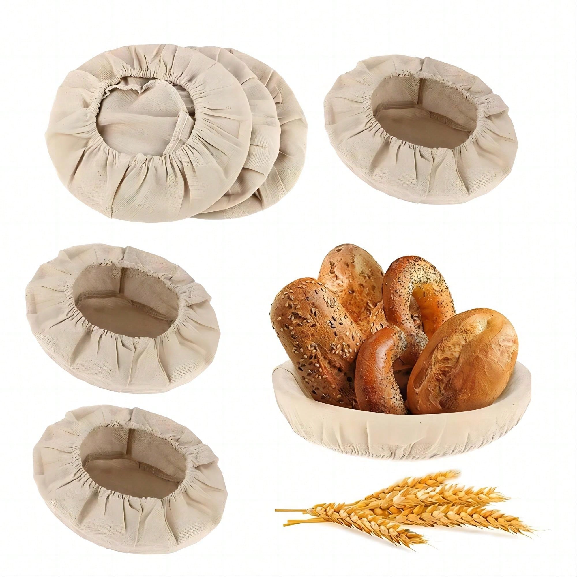 6 Pcs Round Bread Proofing Basket Cloth Liner Sourdough