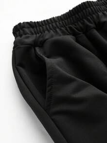 青少年男孩2入組酷街風格標語印花連帽衫和縮口褲,秋冬休閑運動服裝 - 黑色 - 查看 9