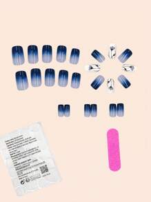 24 片中号方形纯色组合法式全覆盖假指甲，立即提升您的外观，适合女士和女孩，果冻胶随机发货，按压指甲，美甲用品，指甲