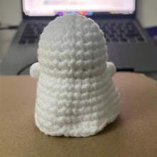 6 公分/2.36 吋手工鉤針幽靈吊墜帶紗線,可愛毛絨娃娃禮物 - 白色 - 查看 5