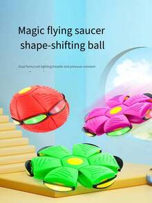 彈跳球玩具4合1套裝：跳動球/變形球/摩擦動力飛盤玩具/跳躍球遊戲,適用於青少年 - 紅色 - 查看 3