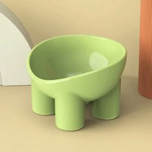 1pc Elephant Leg Shaped Melamine Bowl With Anti-Skid & Removable Neck Guard For Cats And Small Dogs - Green - View 4