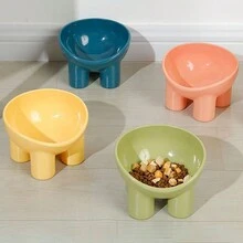 1pc Elephant Leg Shaped Melamine Bowl With Anti-Skid & Removable Neck Guard For Cats And Small Dogs - Green - View 3