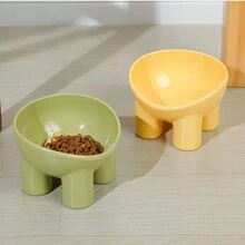 1pc Elephant Leg Shaped Melamine Bowl With Anti-Skid & Removable Neck Guard For Cats And Small Dogs - Green - View 2
