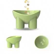 1pc Elephant Leg Shaped Melamine Bowl With Anti-Skid & Removable Neck Guard For Cats And Small Dogs - Green - View 5