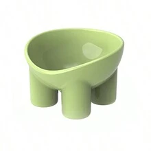 1pc Elephant Leg Shaped Melamine Bowl With Anti-Skid & Removable Neck Guard For Cats And Small Dogs - Green - View 7