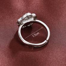 1個優雅時尚的鋯石花形戒指,適合女士 - 彩色 - 查看 4