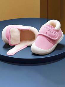 1 双卡通印花设计平底休闲运动鞋，带保暖内衬，适合冬季 - 粉色 - 查看 3