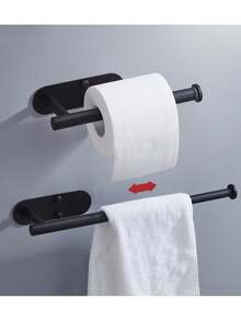 衛生紙架浴室廚房衛生間壁掛支架,sus304不銹鋼,可用3m膠安裝固定,可鑽孔,1件 - 霧面黑 - 查看 1