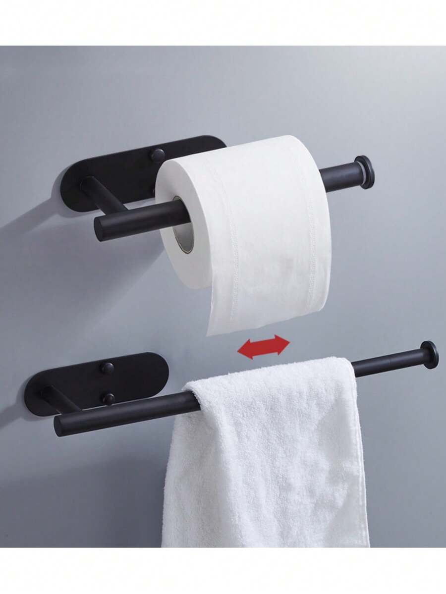 衛生紙架浴室廚房衛生間壁掛支架,sus304不銹鋼,可用3m膠安裝固定,可鑽孔,1件 - 霧面黑 - 查看 1