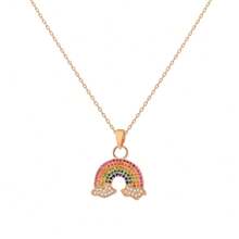 1 Pc Fashion Colorful Cubic  Rainbow Pendant Necklace For Women Collarbone Chain Party Gifts Wedding Jewelry - Rainbow - View 10