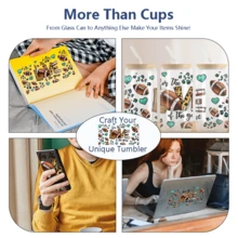 1入組為愛而戰美式足球設計uv Dtf杯套,適用於16盎司玻璃杯,uv Dtf杯套、玻璃杯杯套、杯子套、玻璃杯貼紙、杯子貼紙uv轉印貼紙 - 彩色 - 查看 4