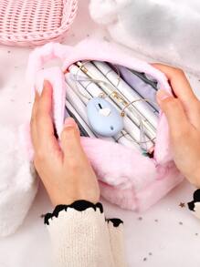 1入組毛絨筆袋,儲存繪畫工具的筆袋,生日派對禮物,學生禮物 - 綠色 - 查看 5