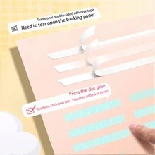 WUQIANNIAN 2 件裝雙面膠帶,0.24 X 315 英寸 - 單芯長度,可再填充,帶膠帶分配器滾筒,用於剪貼簿、工藝品、返校用品 - 粉色 - 查看 5