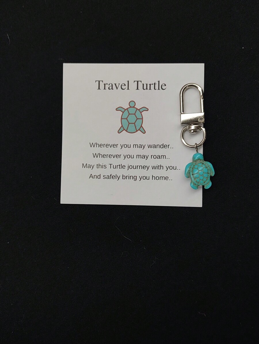 1/2pcs Blue Travel Turtle, Turtle Keychain, Turtle Keyring, Gift
