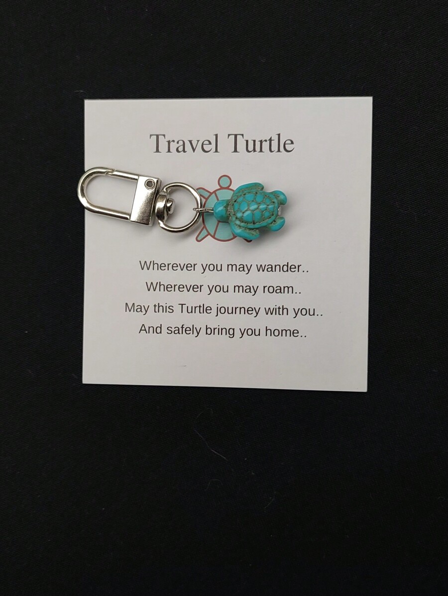 1/2pcs Blue Travel Turtle, Turtle Keychain, Turtle Keyring, Gift