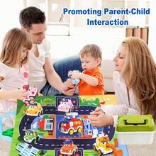 3歲男寶寶玩具車-卡通按壓式推車教育玩具,拉回和推動玩具車帶玩具收納盒和地墊,適用於幼兒 - 彩色 - 查看 7