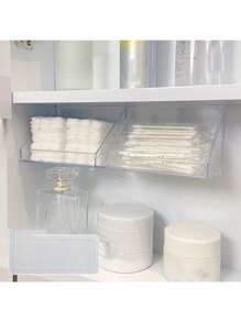 1入浴室組織架,傾斜開口設計,可安裝在鏡子或牆上,用於存放化妝品、護膚產品、口紅、護墊和小物品 - 彩色 - 查看 4