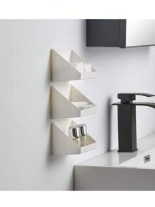 1入浴室組織架,傾斜開口設計,可安裝在鏡子或牆上,用於存放化妝品、護膚產品、口紅、護墊和小物品 - 彩色 - 查看 6