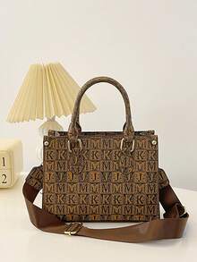 女士復古字母信封斜跨包時尚pu肩袋,寬帶手提袋,鉚釘裝飾方形包錢包,適用於工作購物派對女士媽媽禮物 - 彩色 - 查看 3