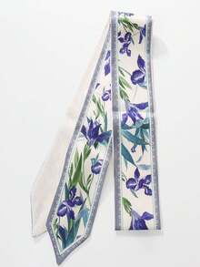 1條簡約印花圍巾,時尚絲質頸巾 - 彩色 - 查看 3