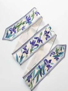 1條簡約印花圍巾,時尚絲質頸巾 - 彩色 - 查看 4