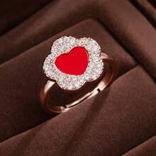 1個優雅時尚的鋯石花形戒指,適合女士 - 彩色 - 查看 9