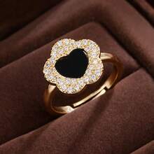 1個優雅時尚的鋯石花形戒指,適合女士 - 彩色 - 查看 5