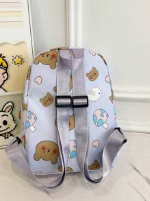 卡通動物設計兒童背包,附筆袋和掛袋,防水防潑水設計,輕便,適用於幼兒園 - 紫色 - 查看 8