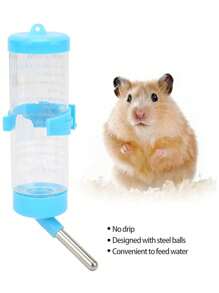 1pc Hamster Water Bottle With Rolling Ball Design, Prevent Leakage, Automatic Water Feeder For Rabbit Hamster - Blue - View 1