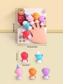 1張/5入組/故事說明,柔軟的動物手偶玩具,適用於嬰幼兒早期教育、房間裝飾或手指遊戲 - 彩色 - 查看 2