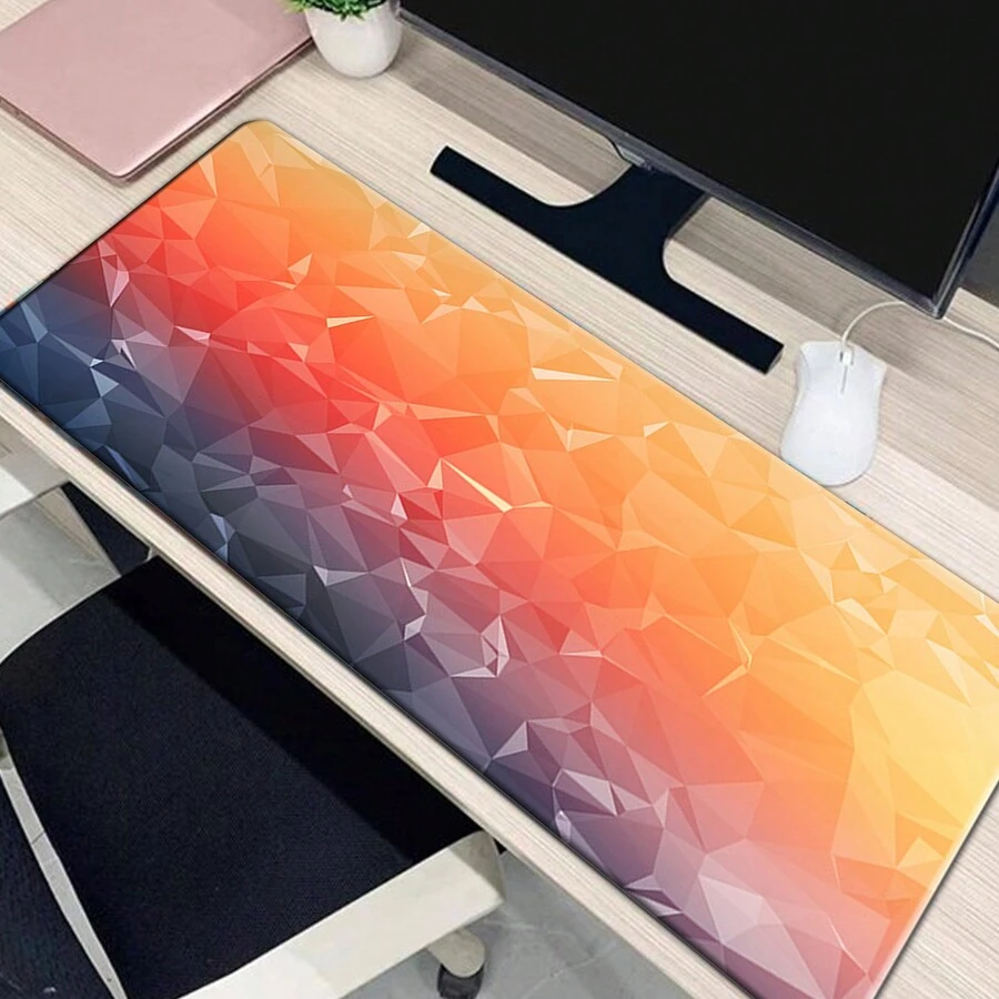 1入抽象流體漣漪圖案桌墊,適用於辦公室、遊戲、耐高溫,橡膠底座,高清鎖邊,超大尺寸 - 橘色 - 查看 1