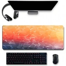 1入抽象流體漣漪圖案桌墊,適用於辦公室、遊戲、耐高溫,橡膠底座,高清鎖邊,超大尺寸 - 橘色 - 查看 6