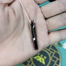 1 件男士欧洲简约风格信念吊坠项链 16-30 英寸 3 色不锈钢链项链 朋克风格珠宝送给男士的礼物 - 黑色 - 查看 18