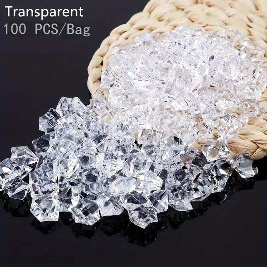 100pcs Of Colorful Aquarium Stones - Perfect For Home Decoration & Fish Tank Filling! - Clear - View 1