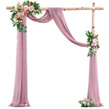 1pc 75x600cm Wedding Arch Draping Fabric Panel Decorated With Rose Pink Ombre Tulle, Perfect For Wedding Ceremony Reception Backdrop Decoration And Party Decorations - Dusty Rose - View 9