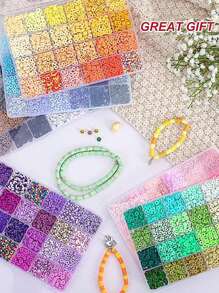 2540入組手鍊製作工具套裝,包含聚合物粘土工具、串珠材料、平面圓形聚合物粘土圓片、黑色熔岩石串珠,適用於diy項目及類似生日、感恩節、聖誕節、新年禮物等節日活動。 - 彩色 - 查看 5